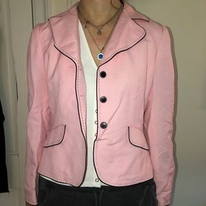 Vintage pink blazer with black piping